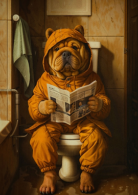 dog goes to the toilet