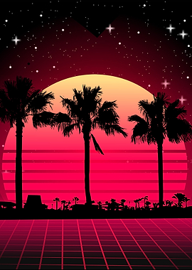 Silhouette palm trees