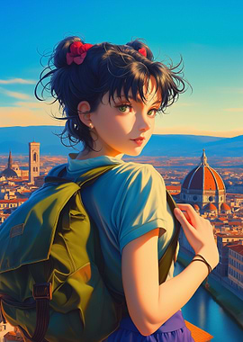 Italy Travel Backpack Girl