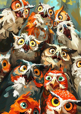 Funny Cartoon Owls