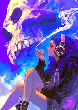 Smoking Skull Girl