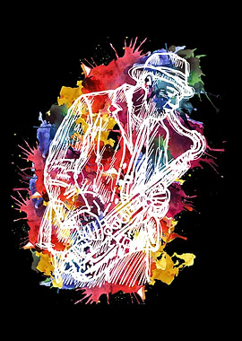Watercolor Jazz Saxophone