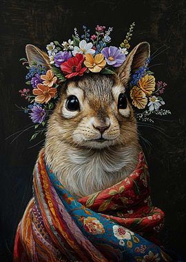 Squirrel with Flowers