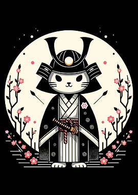 Kawaii Cat Anime Samurai