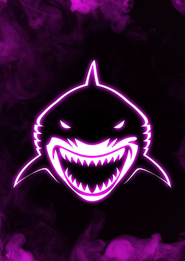 Neon Shark in Purple Smoke
