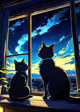 The cat sitting on window