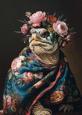 Turtle with Flowers