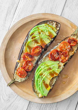 Baked eggplant avocado