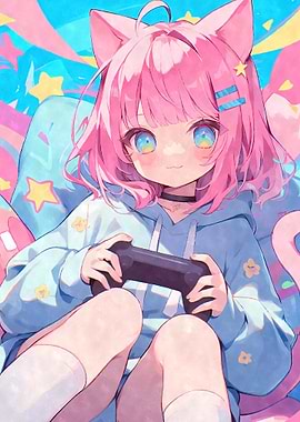 Pastel Chibi Gamer Girl