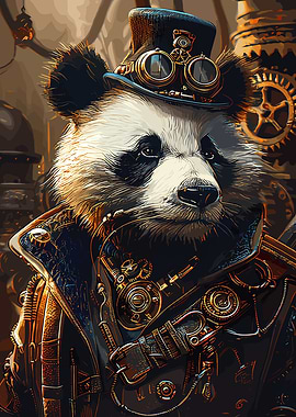 末那末匠　鎌田光司　Steampunk Motorbike Panda 末那末匠丨镰田光司《Steampunk Motorbike Panda》熊猫艺术雕像