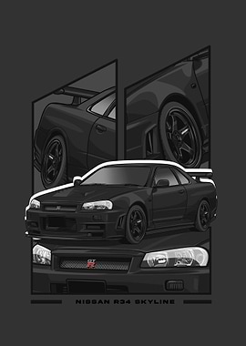Nissan r34 Skyline black