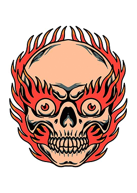 burning skull tattoo