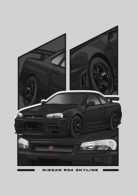 Nissan r34 Skyline black