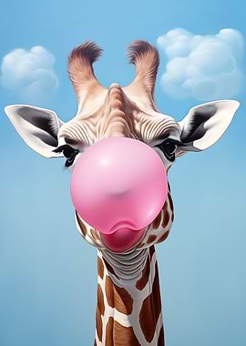 Giraffe and bubble gum