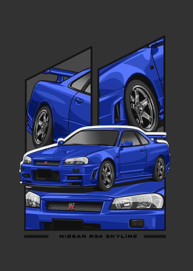 Nissan r34 Skyline blue