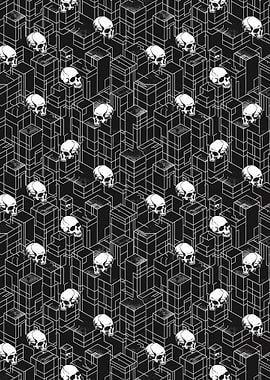 Skulls Cityscape Pattern