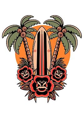 summer surfing tattoo