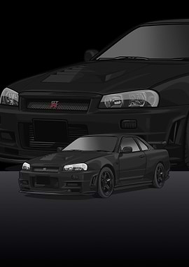 Nissan r34 Skyline black