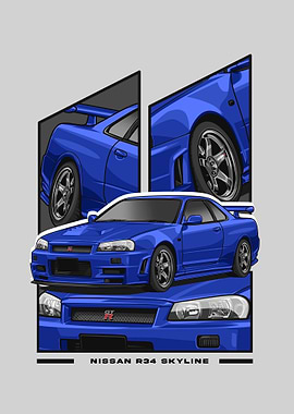 Nissan r34 Skyline blue