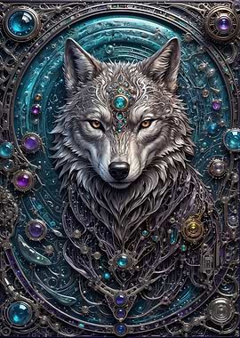 Cybernetic Wolf Portrait