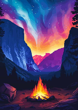 Yosemite Camp Pixel Art