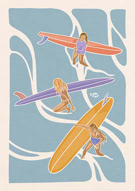 Surf girl ocean view beach