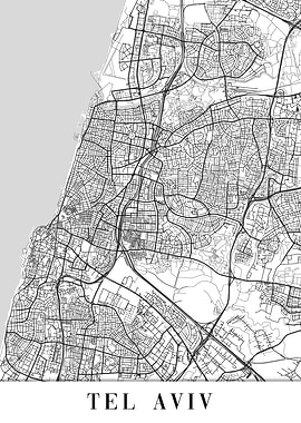 Tel Aviv White Map