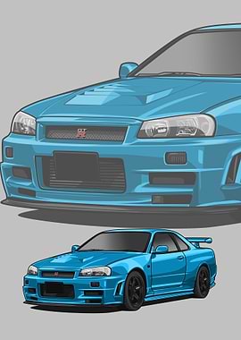Nissan r34 Skyline cyan