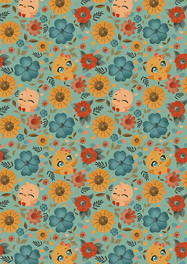 Baby Chicks Retro Blooms