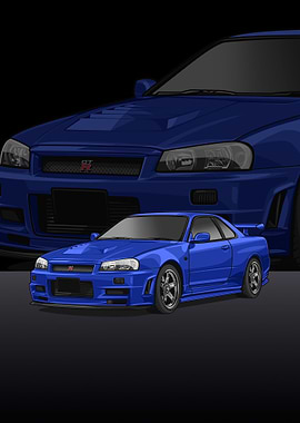 Nissan r34 Skyline blue