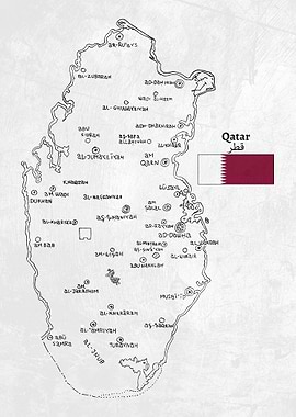 Handdrawn Qatar Map