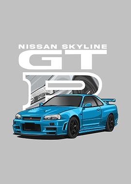 Nissan r34 Skyline cyan
