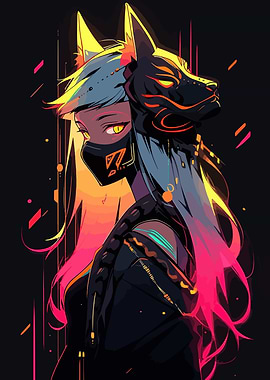 wolf woman mask kitsune