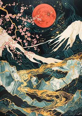 Cherry Blossom Fuji Mount