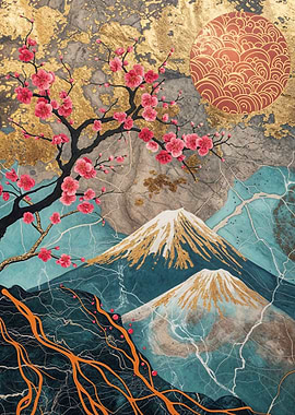 Cherry Blossom Fuji Mount