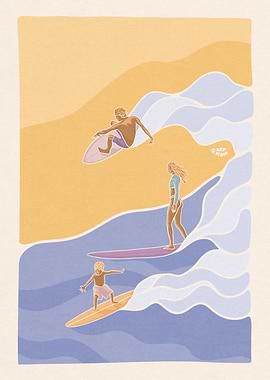 Family surf session wave