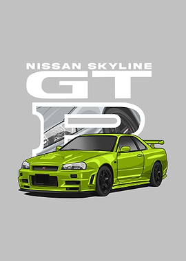 Nissan r34 Skyline cyan