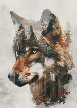 Wolf Double Exposure