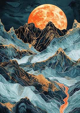 Golden Mountain at Night