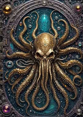 Steampunk Golden Kraken