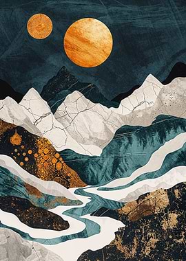 Golden Mountain at Night