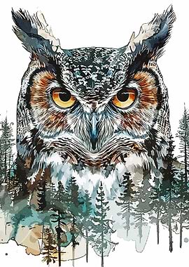 Abstract Paint Owl