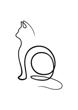 Simple Cat Line Art