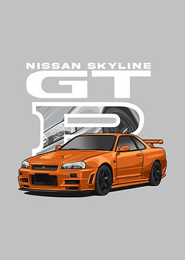 Nissan r34 Skyline orange