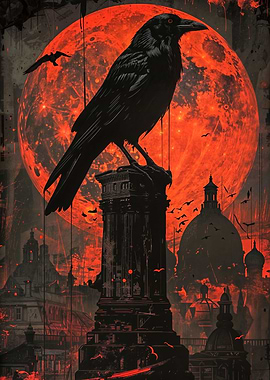 Raven and the blood moon