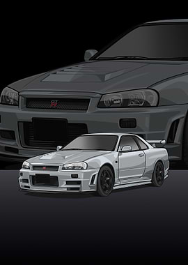 Nissan r34 Skyline white