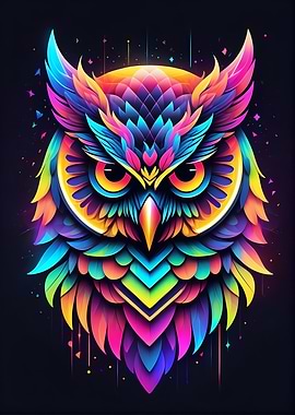 Neon Colorful Owl
