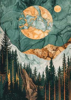 Golden Forest at Night