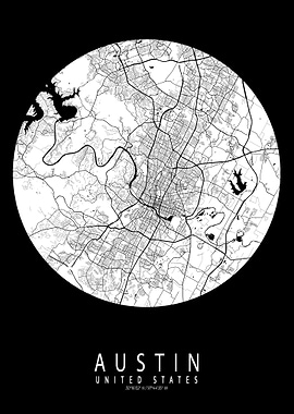 Austin City Map USA Moon