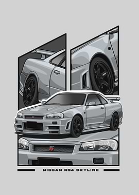 Nissan r34 Skyline white